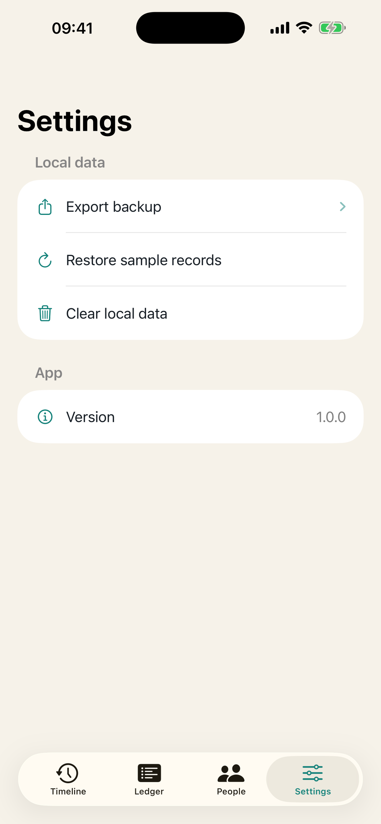 Settings screenshot